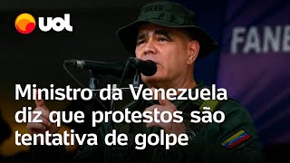 Venezuela Ministro da Defesa diz que protestos são tentativa de golpe de Estado e defende Maduro [upl. by Pulcheria654]