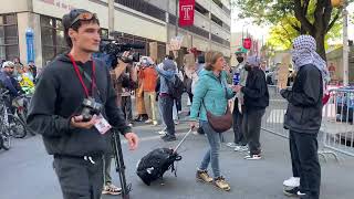 ProPalestine Protesters Gather Outside Harris Campaign Rally in Philadelphia [upl. by Enilecram]