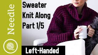 Pt 15 EasyGoing Knit Pullover  Knit Along  Back of sweater Left Handed [upl. by Bathesda165]