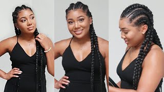 FEED IN BRAIDS 2 Que Prestretched PreCut 28quot Braiding Hair [upl. by Ainniz]