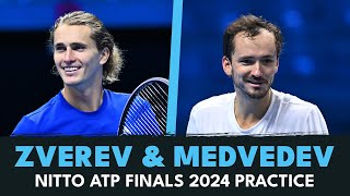 Alexander Zverev amp Daniil Medvedev Full Practice Set  Nitto ATP Finals 2024 [upl. by Ronel]