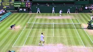 Djokovic v Federer sensational rally  Wimbledon 2014 [upl. by Etnoval]