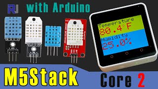 Measure Temperature and Humidity using M5Stack Core 2 with DHT11 and DHT22  Robojax [upl. by Navets]