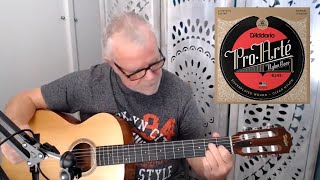 DAddario EJ45 ProArte Nylon Guitar Strings Review On A Taylor Academy 12eN [upl. by Latini800]