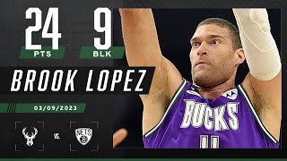 Brook Lopez held a block party and invited the Nets 😳 CAREERHIGH 9 BLKS  NBA on ESPN [upl. by Ymac194]