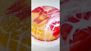 Passion fruit and mango entremet cake with caramel filling covered in mirror glaze entremetcake [upl. by Yrovi]