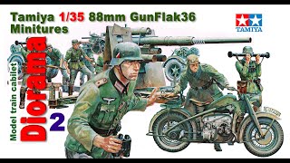 Tamiya 135 88mm GunFlak 36 Diorama for Model Train cabinet 2Tamiya Miniatures [upl. by Nylek]