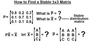 Prob amp Stats  Markov Chains 15 of 38 How to Find a Stable 3x3 Matrix [upl. by Aspa883]