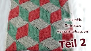 Entrelac Pillowcase Diamonds with 3D effect Part 2 [upl. by Aliehc]