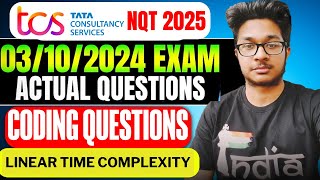 TCS NQT 2025 03102024 Exam Asked Questions  TCS NQT 2025 Shift Questions [upl. by Layla]