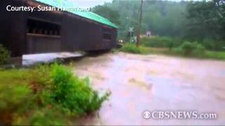 Caught on tape Irenes flooding takes out bridge [upl. by Ibok]