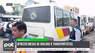 Cívicos invitan al diálogo a transportistas concejo municipal y municipio para una solución [upl. by Ahseram]