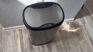 NINESTARS DZT 50 13 Automatic Touchless Motion Sensor Oval Trash Can Review [upl. by Nnyletak]