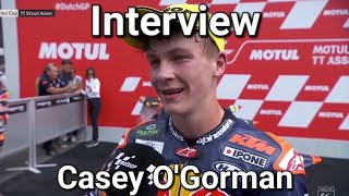 Casey OGorman 🇮🇪 P3 Interview Race 1 2023 Red Bull Rookies Cup Assen [upl. by Ellenrahs829]