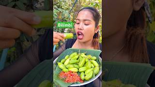 Eating Bilimbi Fruit Collections siscookingtv eating bilimbi [upl. by Dadirac]