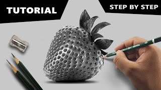 Draw Hyperrealistic Strawberry  Stepbystep Tutorial [upl. by Ardnuhsed]