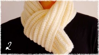 マフラーの編み方（２）糸の始末 diy ribbed crochet scarf [upl. by Artair]