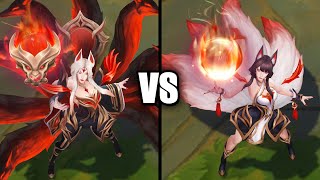 Immortalized Legend Ahri vs Risen Legend Ahri Skins Comparison League of Legends [upl. by Elleret]