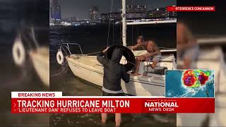 Tampas TikTok viral Lieutenant Dan refuses to leave boat find shelter from Hurricane Milton [upl. by Earased]