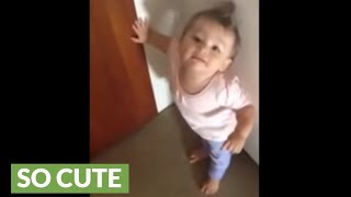 Babbling baby refuses to let dad walk out the door to work [upl. by Adidnere]