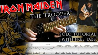 How to play Adrian Smiths solos 5 The Trooper with tablatures and backing tracks [upl. by Wagner705]