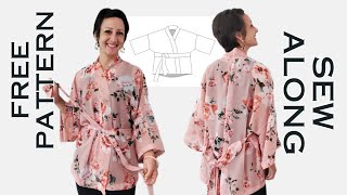 Sew a Kimono Robe Jacket  Easy Sewing Tutorial for Beginners [upl. by Piwowar947]