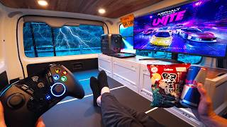 Gaming in HEAVY RAIN in Stealth Car with an UltraLarge Screen [upl. by Ehman]