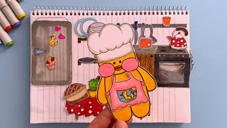 🥧❤️ Lalafanfan is cooking DIY Lalafanfan PAPER DUCK Paper Dolls ASMR Paper DIY tutorial [upl. by Diarmid939]