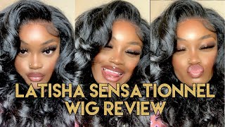 LATISHA WIG REVIEW  SYNTHETICA💇🏾‍♀️ [upl. by Nosreffej130]