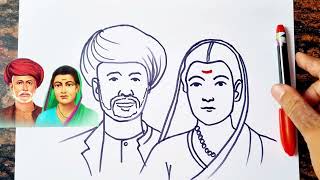 Savitribai Phule drawing  Jyotirao Phule drawing [upl. by Phene]