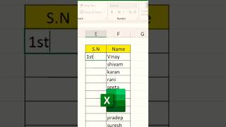 Write 1st 2nd 3rd Serial Number In Excel😲🔥excel msexcel shorts [upl. by Grewitz]