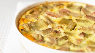 Recette  Clafoutis rhubarbe minceur [upl. by Rudman387]