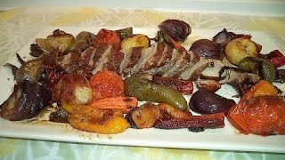 SOLOMILLO DE CERDO AL HORNO CON VERDURAS  Recetas de Cocina [upl. by Einatsed]