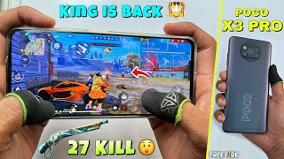 Poco x3 pro free fire gameplay test 2 finger handcam m1887 onetap headshot 120Hz display smoothaf [upl. by Yeoz]