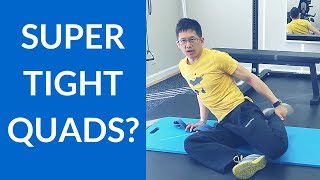 Really tight quads How to stretch your super tense quads with a strap  for beginners [upl. by Akiras]