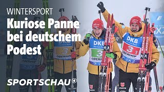 Biathlon Deutsche Staffel nur von Norwegen geschlagen  Sportschau [upl. by Frame]