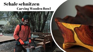 Holzschale aus Kirschholz schnitzen  Carving Wooden Bowl [upl. by Nehcterg]