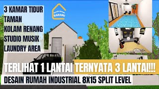 Desain rumah minimalis industrial 8x15 split level [upl. by Coucher]