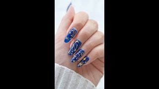 Easy Nail Art with Stickers  Night SkyInspired Nails [upl. by Anazraf]