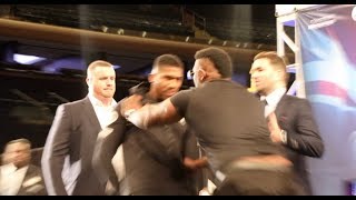 HEAVYWEIGHT BEEF  JARRELL BIG BABY MILLER SHOVES ANTHONY JOSHUA AS TEMPERS FLARE IN NEW YORK [upl. by Alletneuq]