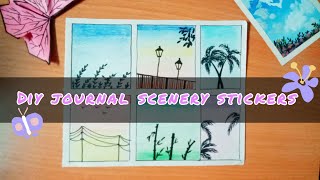 DIY Journal scenery stickers  DIY scenery stickers [upl. by Eenahc]