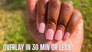 Acrylic Overlay  Short Overlay On Natural Nails  Easy Beginner Friendly Tutorial [upl. by Atinuahs]