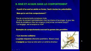 vidéo 3 éthologie et psychophysiologie comportement inné et comportement acquis [upl. by Antoinetta944]