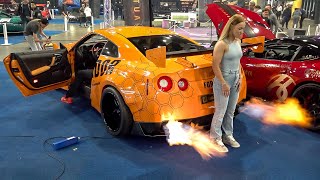 Supercars Revving at Car Show  LOUD SVJ GTR R35 Catches FIRE Regera Top Secret Supra [upl. by Ylatfen304]