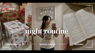 cozy WINTER NIGHT routine 🌙 🧸 wrapping presents making dinner amp reading [upl. by Naesyar]