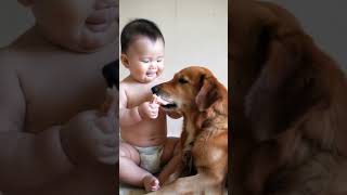 Baby feeds dog meat [upl. by Tsugua]