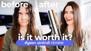 Dyson Airstrait on Frizzy Hair  Hair Straightener Unboxing and First Impressions on Curly Hair [upl. by Tteragram85]