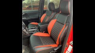 Katzkin Custom 2018 Toyota Tacoma Leather Seat With Orange amp Black [upl. by Imotih]