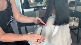 Shoulder Length Haircut tutorial  the modern long bob  haircut and styling before and after [upl. by Lauder]