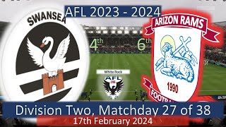 2023  2024 Division Two MD27 Swansea v Arizon Rams [upl. by Acinad]